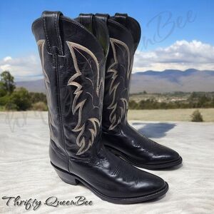 Justin Royal Classic 1419 Black Leather Western Cowboy Boots Men’s Size 10D